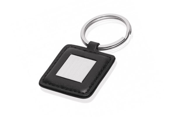 Leatherette Square metal keyring