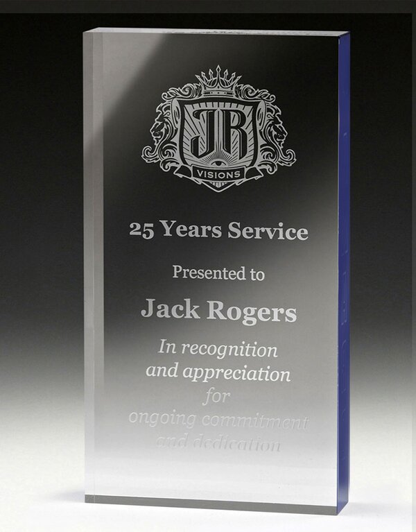 35mm thick acrylic Block with Blue Edge