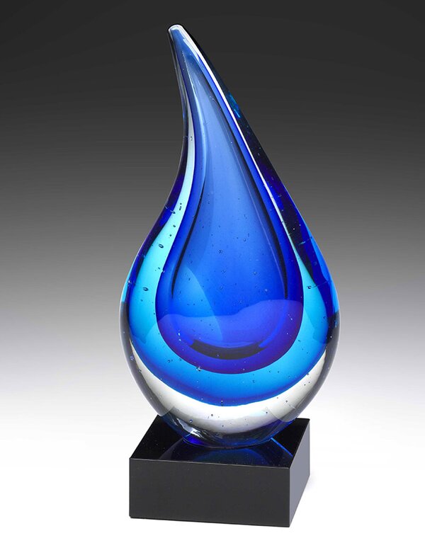 Art Glass Blue Teardrop Award