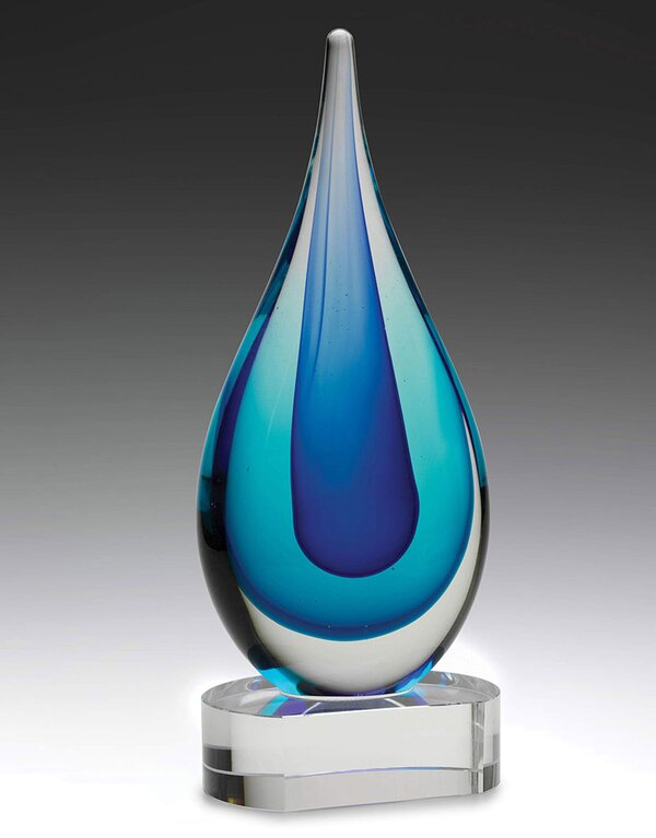 Art Glass Blue Ocean Flame Award