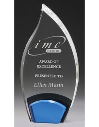 Acrylic Flame Award with Black & Blue Base