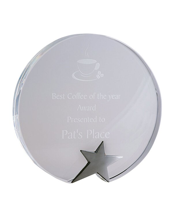 Crystal With Metal Star Award