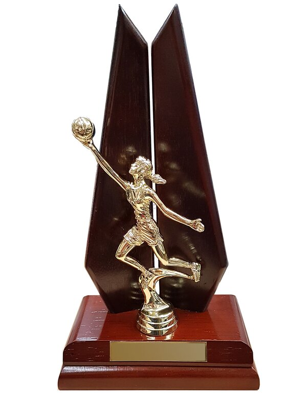 Figurine with Solid timber winged trophy