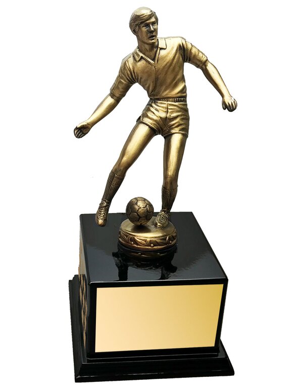 Cast Bronze Male Soccer Player Perpetual Trophy